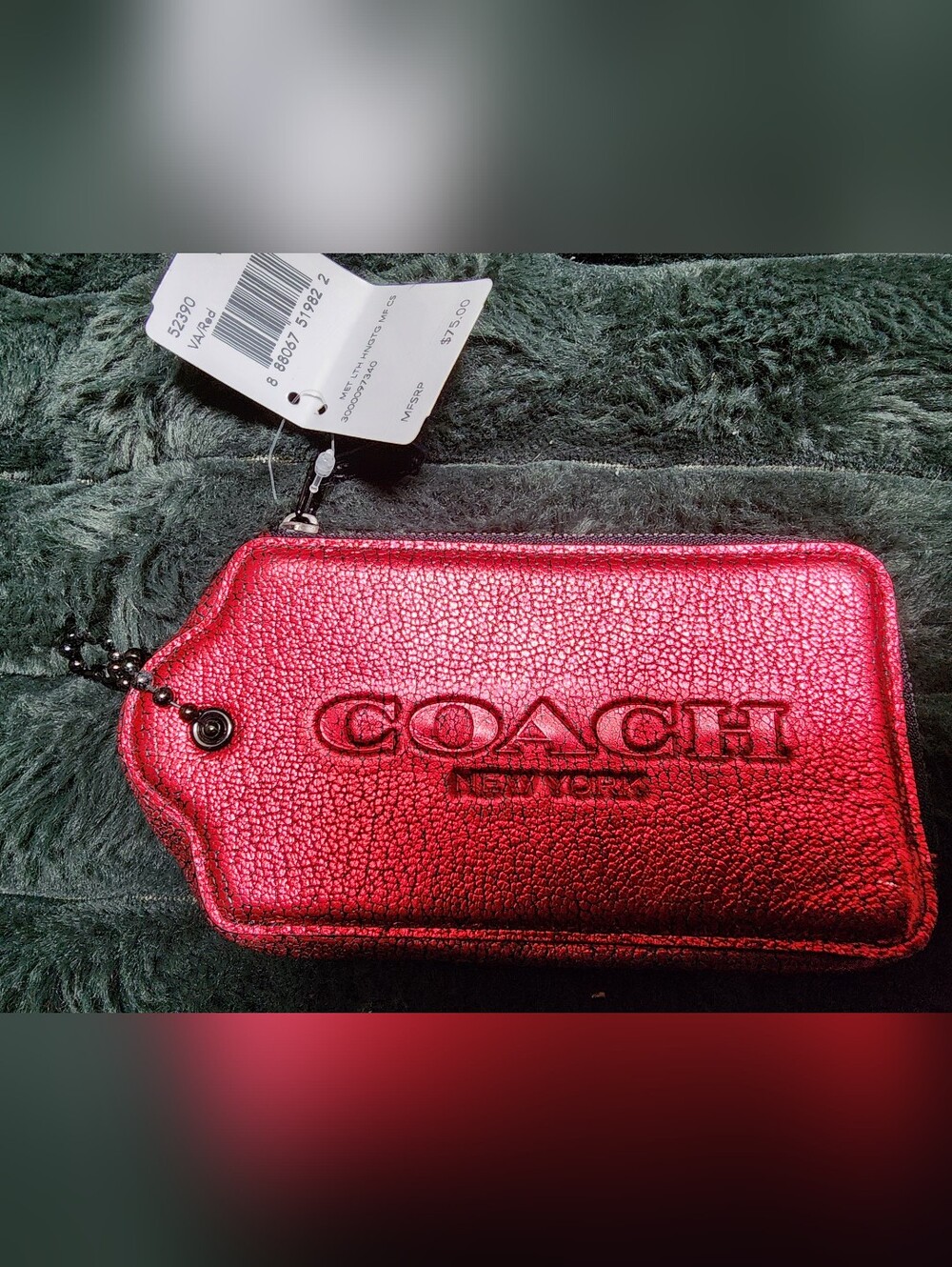 Rare Coach Metallic Red Leather Wristlet Pouch